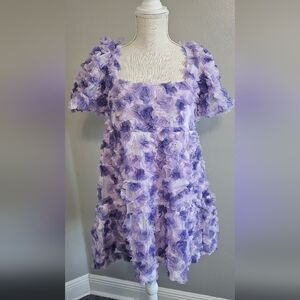 Elegant Lavender Ruffle Mini Dress